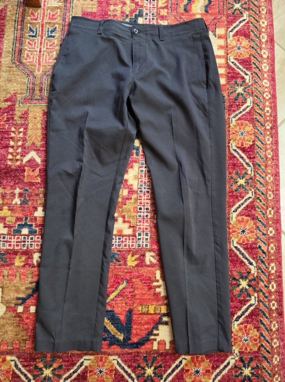 PGA Tour Black Pants Flat Front Crease Slim Leg 35 x 30 EUC